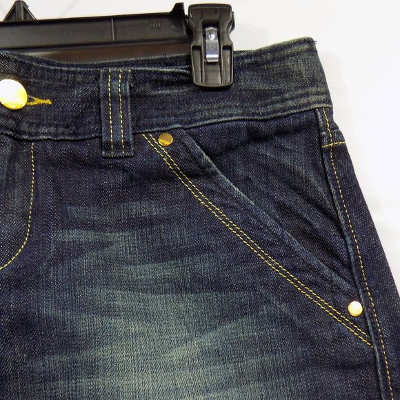 Express Denim Mini Skirt Embellished Pocket Size 8 - Picture 2 of 9